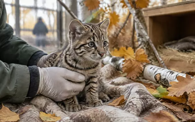 Осиротевший котёнок дальневосточного лесного кота попал в центр «Тигр» в Приморье