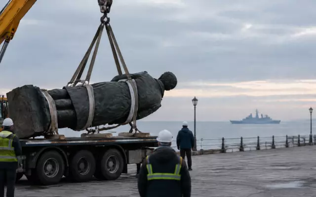 Памятник Солженицыну вывезли с Корабельной набережной Владивостока